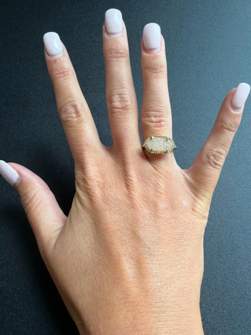 Kendra Scott Elle Gold Ring Iridescent Drusy Size 6